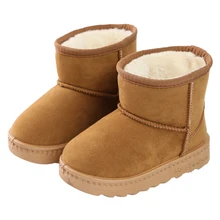 SKOEX/детские зимние ботинки для мальчиков и девочек; зимняя теплая обувь; Детские ботильоны с плюшевой подкладкой; уличные русские детские зимние ботинки без шнуровки