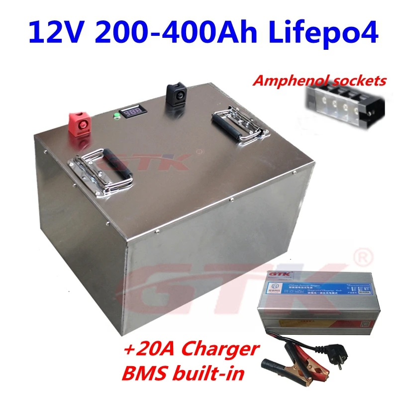 ГТК 12 8 v 12V 200Ah 250Ah 300Ah 350Ah 400Ah Lifepo4 литиевая батарея с BMS для RV EV дом на колесах караван