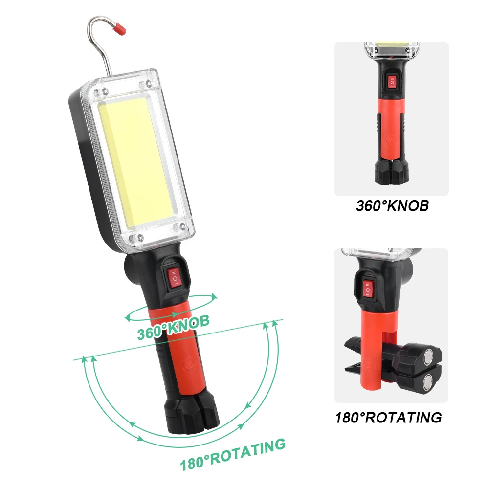 Светодиодный рабочий светильник, мощный портативный фонарь с крючком ...