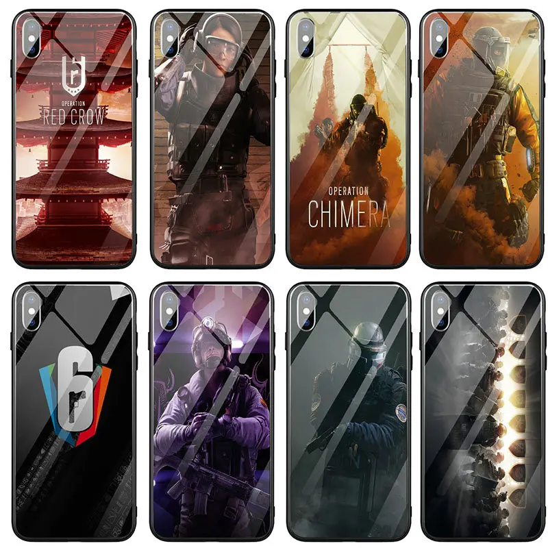 Чехол для телефона из закаленного стекла с логотипом Game Rainbow Six Валькирия iPhone X XR XS