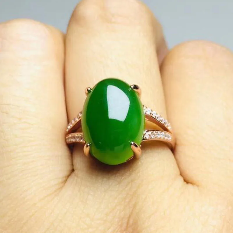 Mother's Day gift pure handmade s925 silver inlaid Hetian jade jasper lucky bag ring.75