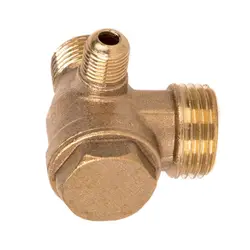 C63B 3 Port Brass Male Threaded Check Valve Connector Tool for Air Compressor Prevent