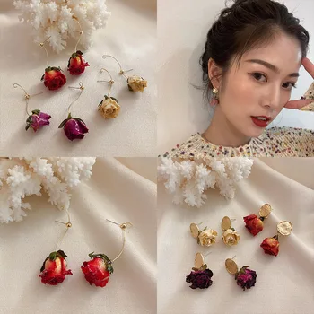 

Shiny Side New Accessories Natural Dried Flower Dangle Earrings for Women Simple Style Gift Elegant Drop Earrings
