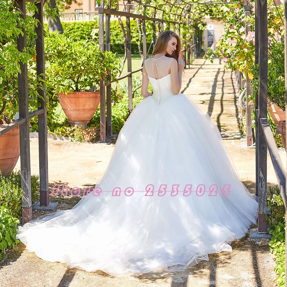 Новое поступление, бальное платье принцессы, свадебные платья, Boho Vestido De Noiva Princesa, блестящее платье из тюля с бисером и жемчугом размера плюс