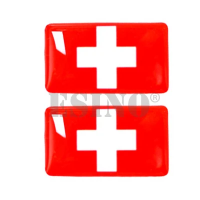For Switerland 2 x дизайн, 3D Декоративные наклейки для автомобиля, наклейки для автомобиля, наклейки для стайлинга автомобилей, эмблемы на заказ, наклейка на двигатель для национальных флагов - Название цвета: For Switerland