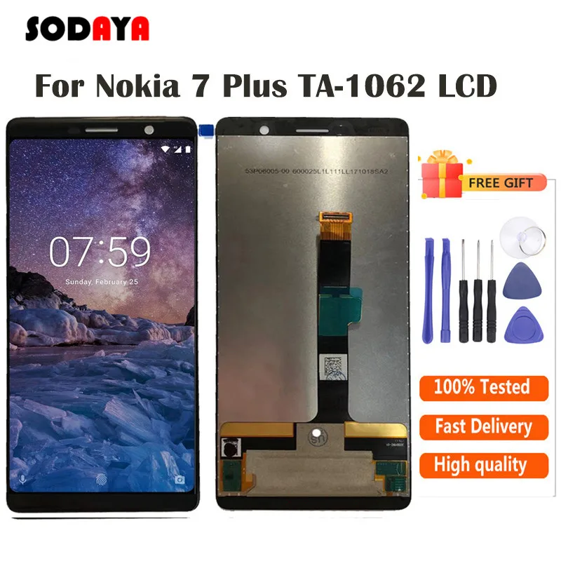 ЖК дисплей 6 дюймов для Nokia 7 Plus с сенсорным экраном и дигитайзером в сборе TA 1046 1055