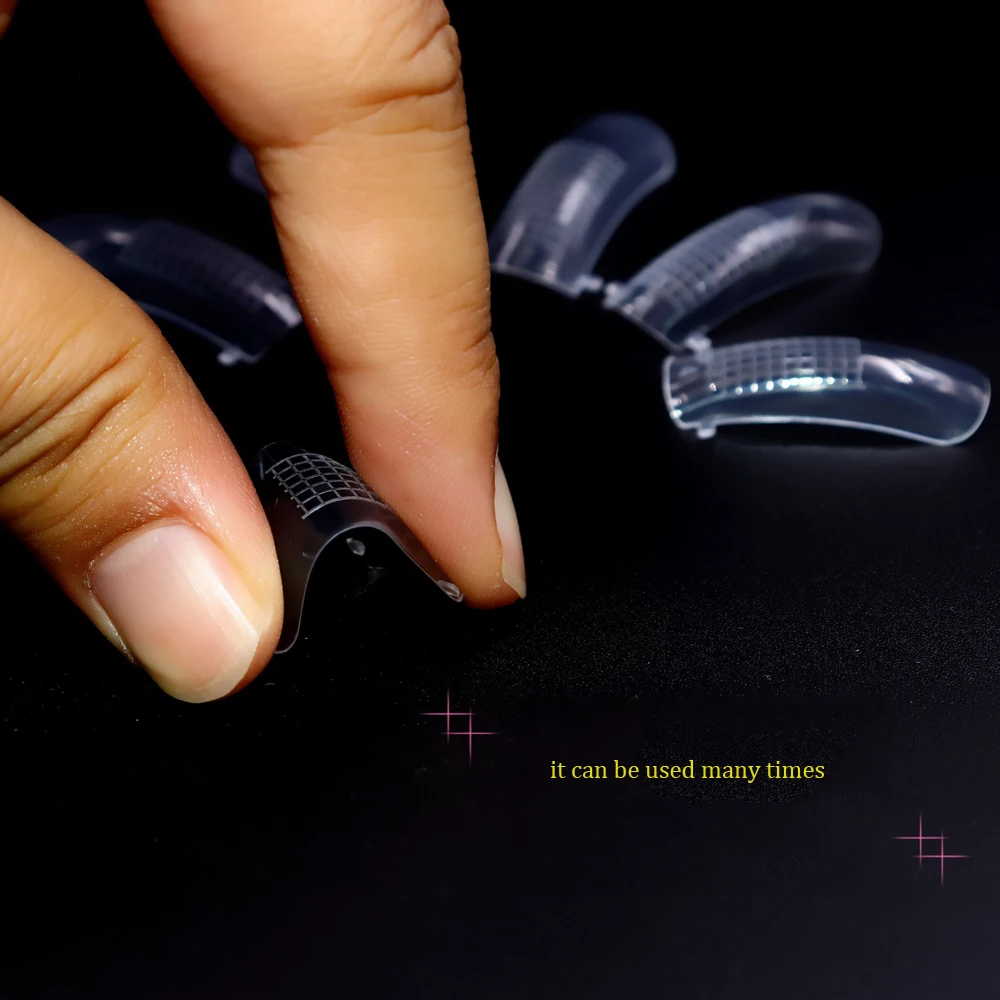 100PCs Box False Nails Mold Clear Full Cover Polygel Nail Tips Scale Tools With Clip UV 2