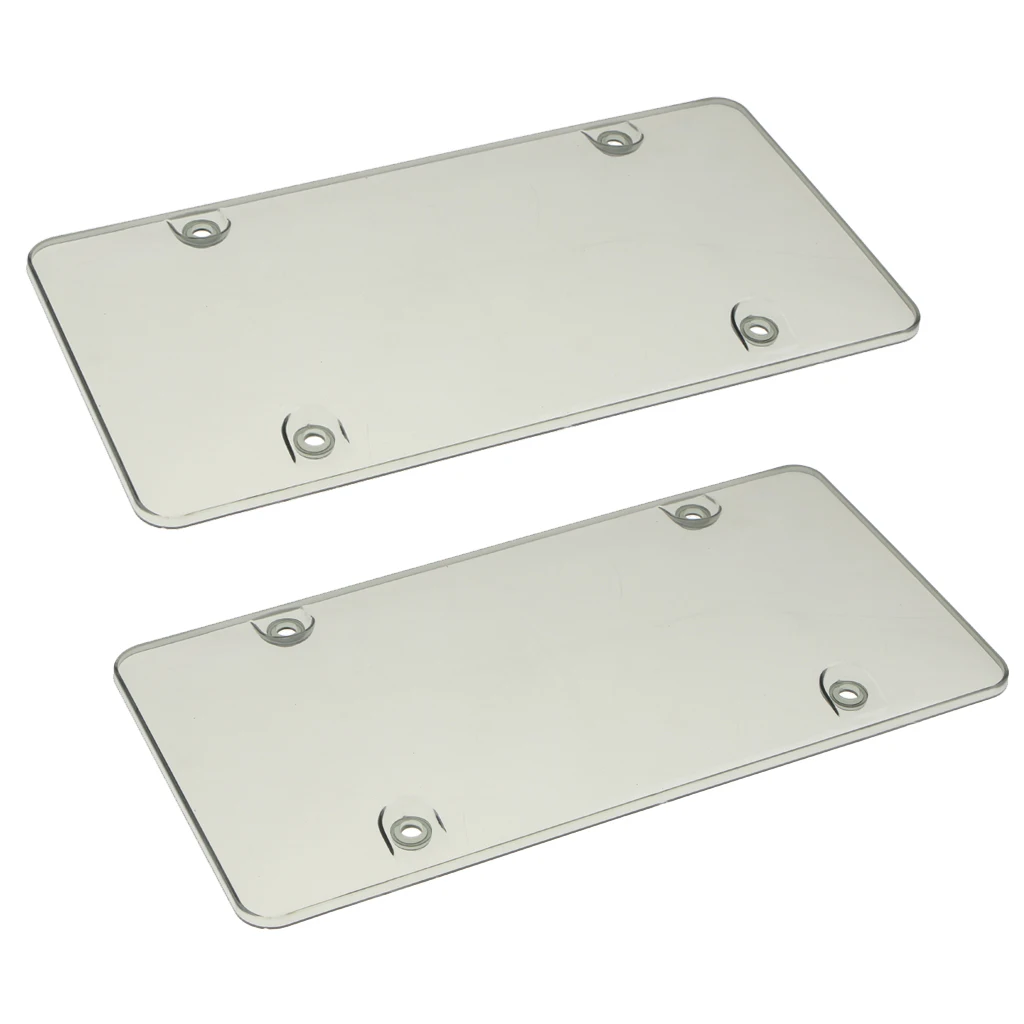 2x License Plate Frame Plastic Cover Shield For US Standard Cars W/ 4 Holes