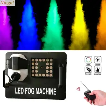 

1500-Watt LED Fog Machine, Upward Spray Stage Smoke Machine, With 24x3w Led Light,Wireless Remote +DMX512 Control Fogger Ejector