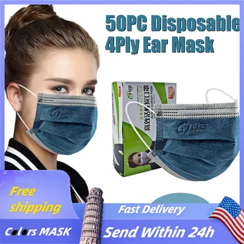 

50PC Masks Filters Unisex Disposable Face Mask Gaskets Protective Industrial 4Ply Ear Loop Masks Maschere Prevent Safety Maskers