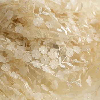 

High-grade screen yarn patchwork Stereo embroidery fabric Soft lace skirt garment handmade DIY material