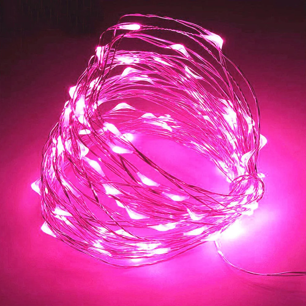 Pink 30LED прочная сказочная гирлянда Рождественский Декор фестиваль супер яркий пейзаж лампа сказочная гирлянда свет двор Романтический медный провод открытый - Испускаемый цвет: Pink