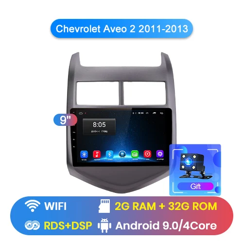 Junsun V1 2G+ 32G Android 9,0 для Chevrolet Aveo 2 2011-2013 автомобильный Радио Мультимедиа Видео плеер навигация gps 2 din dvd - Цвет: WIFI 2-32GB