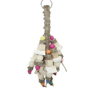 

Parrot Toy Pure Natural Colorful Knot and Block Rainbow Chewing Hanging Toy for