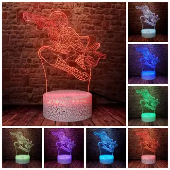 

Flashing Avengers Spider man Figuras Model 3D Illusion LED Desk Nightlight Colorful Changing Light Marvel Spiderman Figure Toys
