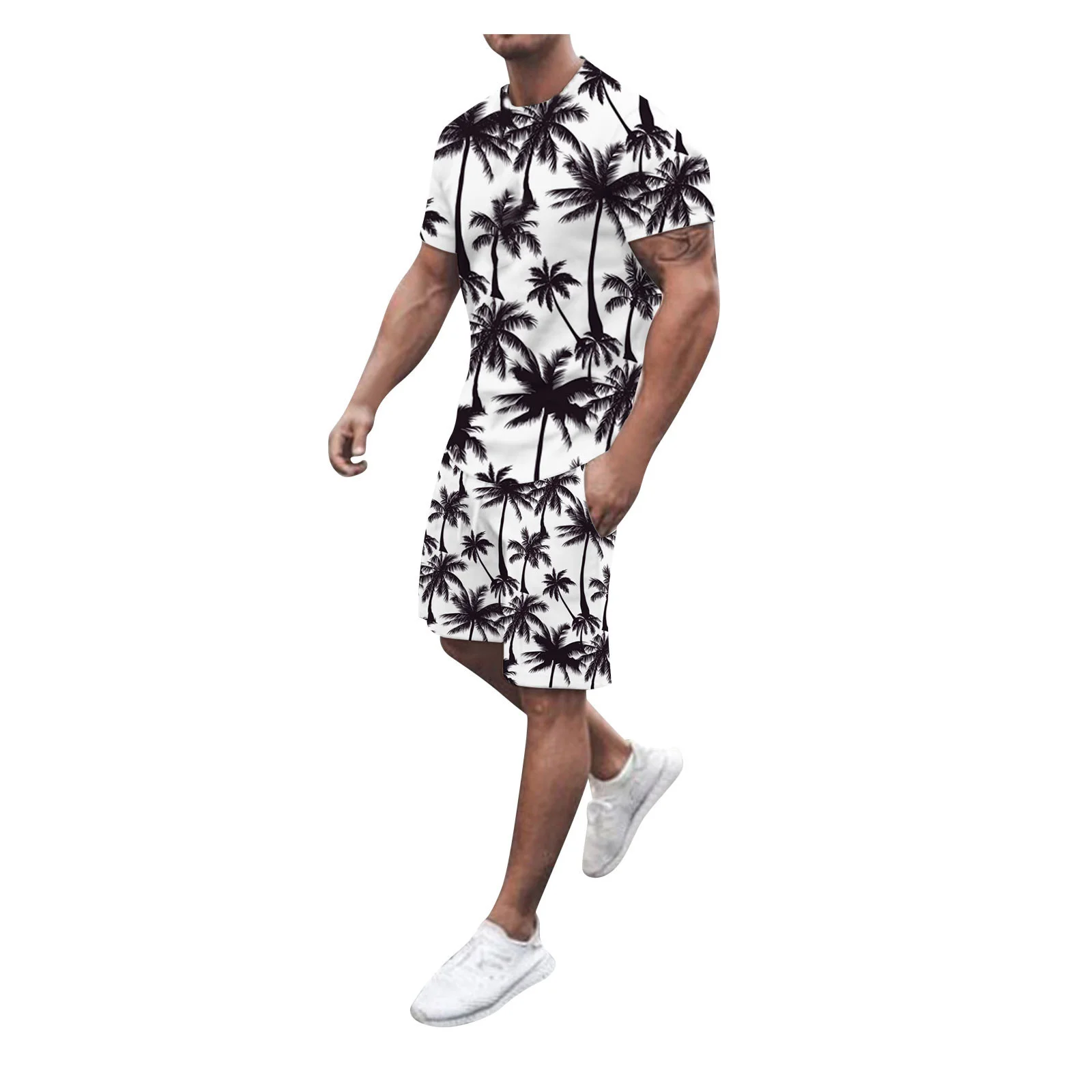 mens jogger sets New Summer Fashion Men's 2 Piece Set Tracksuits Casual Short Sleeves Print T-shirt+shorts Pants Suits Camisetas Ropa Hombre designer jogging suits