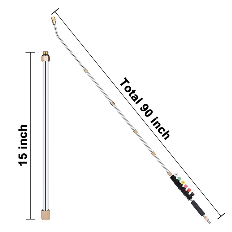 Pressure Washer Wand Extension, 7.5 Ft Replacement Lance with 6 Spray Nozzle Tips,30 Degrees Curved Rod,Gutter Cleaner, 10 Repla