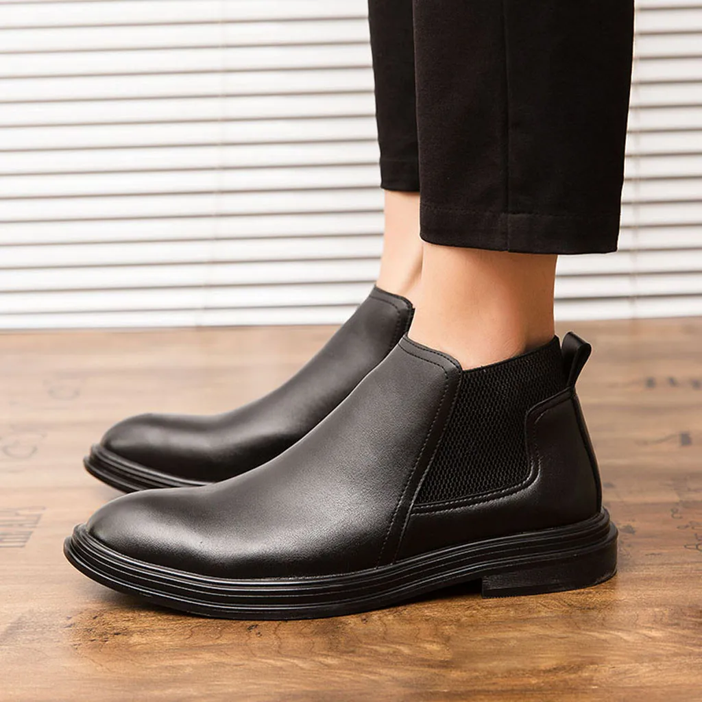 Мужская обувь; Новинка; модные ботинки; zapatos de hombre; модная мужская обувь в стиле ретро с острым носком в британском стиле; повседневные кожаные ботинки «Челси»