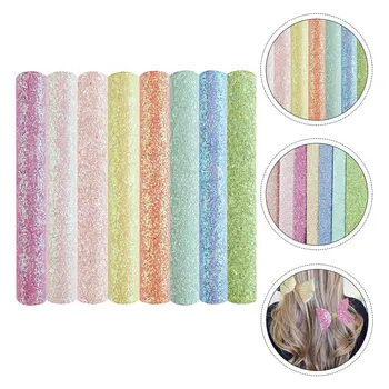 

8Pcs PU Leather Sheet Lovely Shiny Durable Fabric Supplies Jewelry Making Sheet Earrings Making Part Accessories for DIY