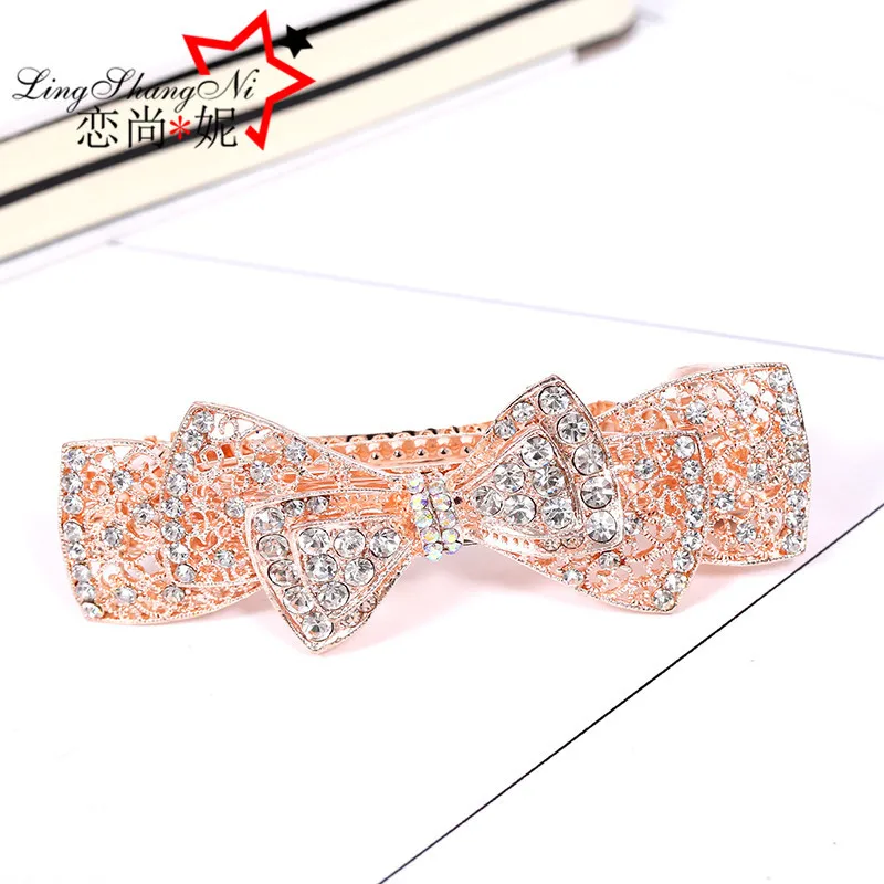 

2020 Creative New Goddess Hair Accessories Alloy Crystal Bow Hairpin Spring Clip All-match Explosive Hairpin A6