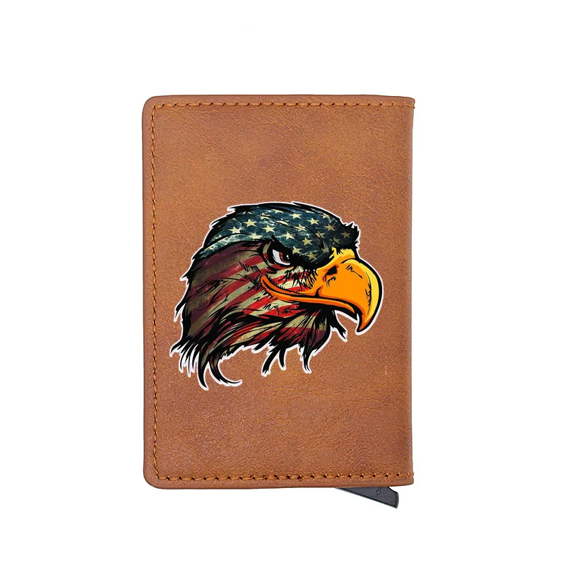 

New American flag eagle head Digital Printing Card Holder Wallet Men Women Leather Small Money Bag Male Purses