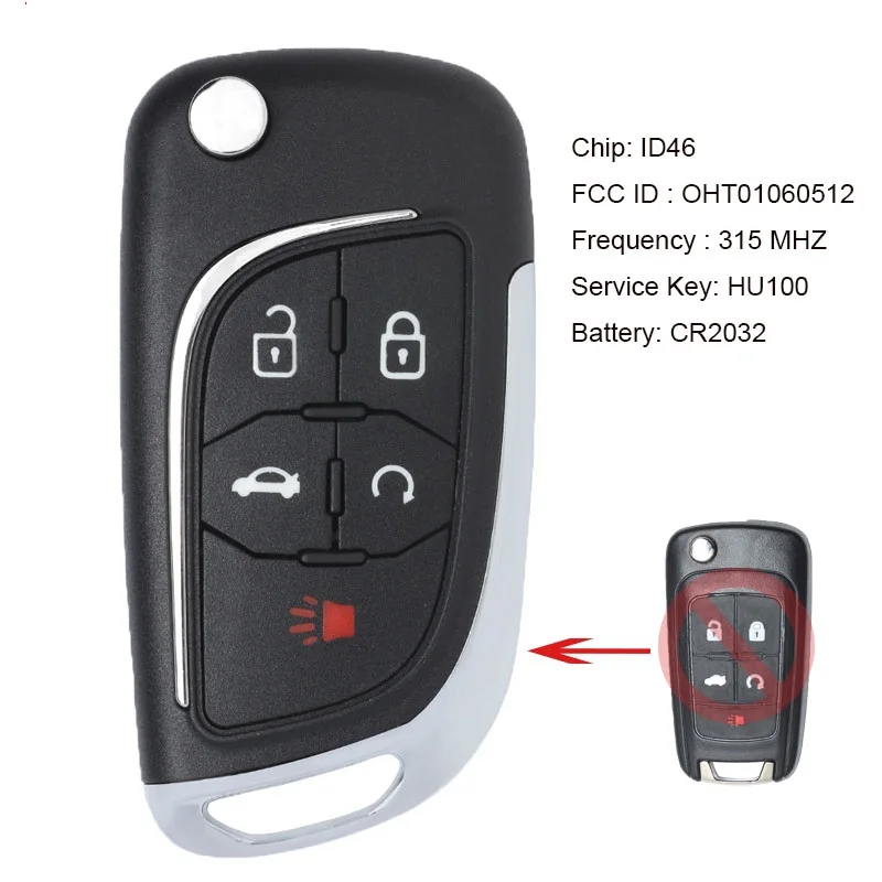 Ключ дистанционного управления KEYECU Modify 5B 315MHz ID46 для Chevrolet Equinox 2010- FCC: OHT01060512