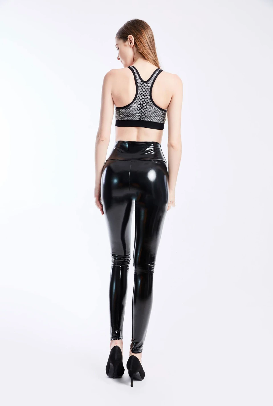 Черные летние женские штаны из искусственной кожи с высокой талией, обтягивающие леггинсы с эффектом пуш-ап, сексуальные эластичные брюки стрейч размера плюс, латексные джеггинсы