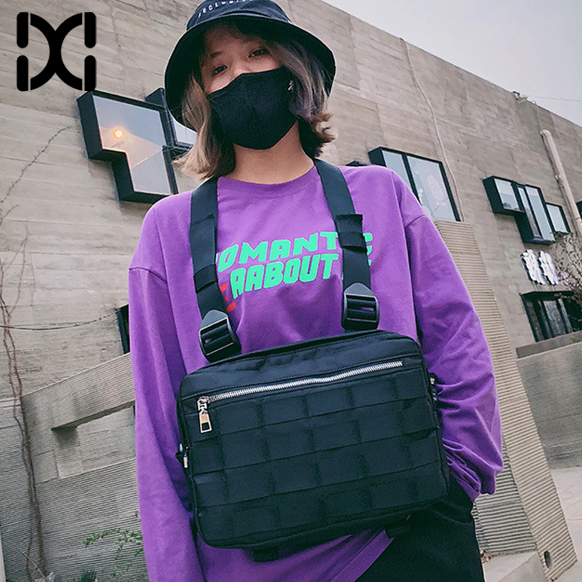 

Men women Tactical Vest Bag Male Tactical chest Bag Canvas Waistcoat Packs Streetwear Hip-hop Vest Men Chest Rig Bag Travel Bags