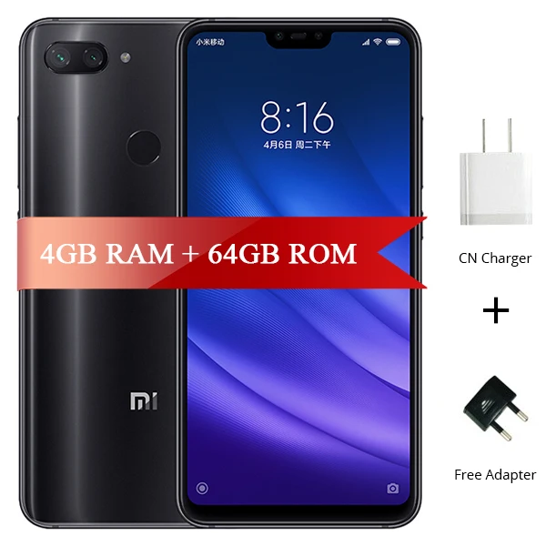 Мобильный телефон Xiaomi Mi 8 Lite, 6 ГБ ОЗУ, 64 Гб ПЗУ, Восьмиядерный процессор Snapdragon 660, фронтальная камера 24 МП, 6,2" 19:9, полный экран - Цвет: 64GB Black