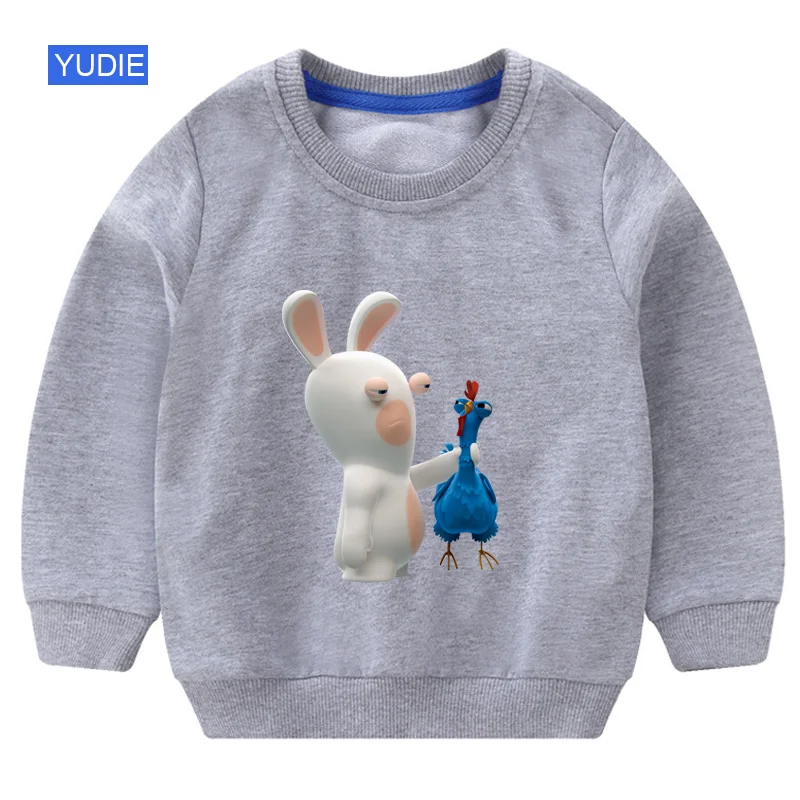Boys Girls Baby Print Hoodies Sweatshirts Crazy Rabbit Cartoon Sweatshirts Children O-Neck Long Sleeves Sweatshirts 2T-8T