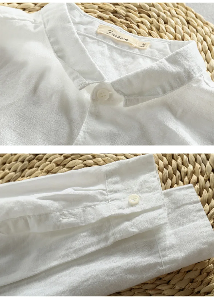 Мужские весенне-осенние модные брендовые винтажные однотонные хлопковые льняные рубашки с длинными рукавами в японском стиле мужские повседневные тонкие облегающие рубашки