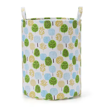 

Thickened cartoon style toy storage bucket high quality cotton and linen material foldable laundry basket