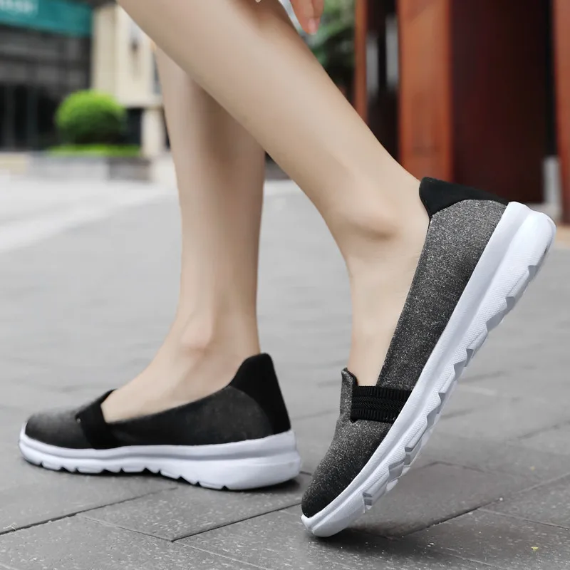 PINSEN Women Sneakers Casual Slip On Ladies Flat Shoes Breathable Mesh Trainers Soft Walking Female Shoes Footwear Zapatos Mujer