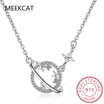 

MEEKCAT hot new 925 sterling silver star planet micro-inlaid necklace Korea simple fashion personality temperament wild ED263