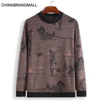 

Autumn Men Plus Fat Plus Size Leisure Round Neck Printing Long Sleeve T Shirt Young Men Fat Man Long Sleeve