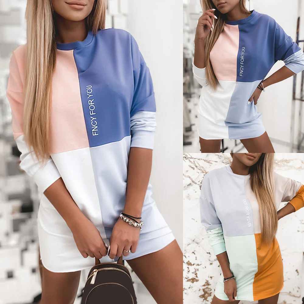 

Long Sleeve mini Dresses for Women 2020 Autumn Women's Dress Casual O neck Dress Clothing Female Home Sleepwear D30