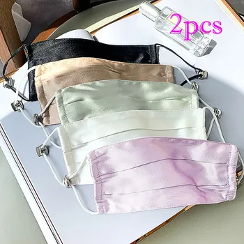 

2pcs Satin Cloth Black Mouth Mask Summer For Men And Women Ultrathin Double-deck Elastic Earband Masque Sunscreen And Silk Mask