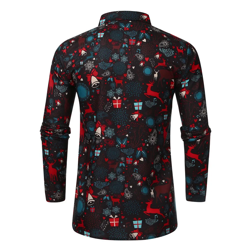 Camisa masculina Рождественская рубашка блуза мужская повседневная тема рубашка на пуговицах Топ Блузки