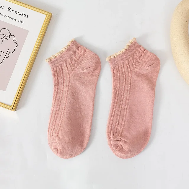 6 Paia Calzini Con Volant Per Ragazze - Casual, Traspiranti, Taglia Unica, Colorati