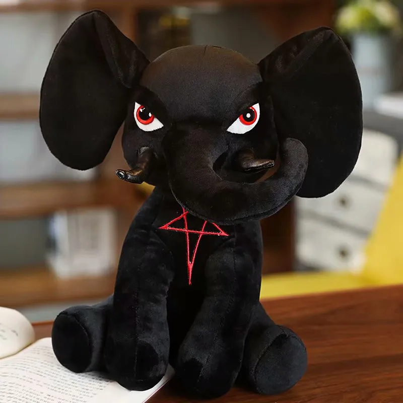 Gothic All Black Devil Animals Plush Toys Monsters Black Unicorn Hydra Snake Anubis Pentacle Elephant Rabbit Stuffed Dolls Kids Friends Gift  (8)