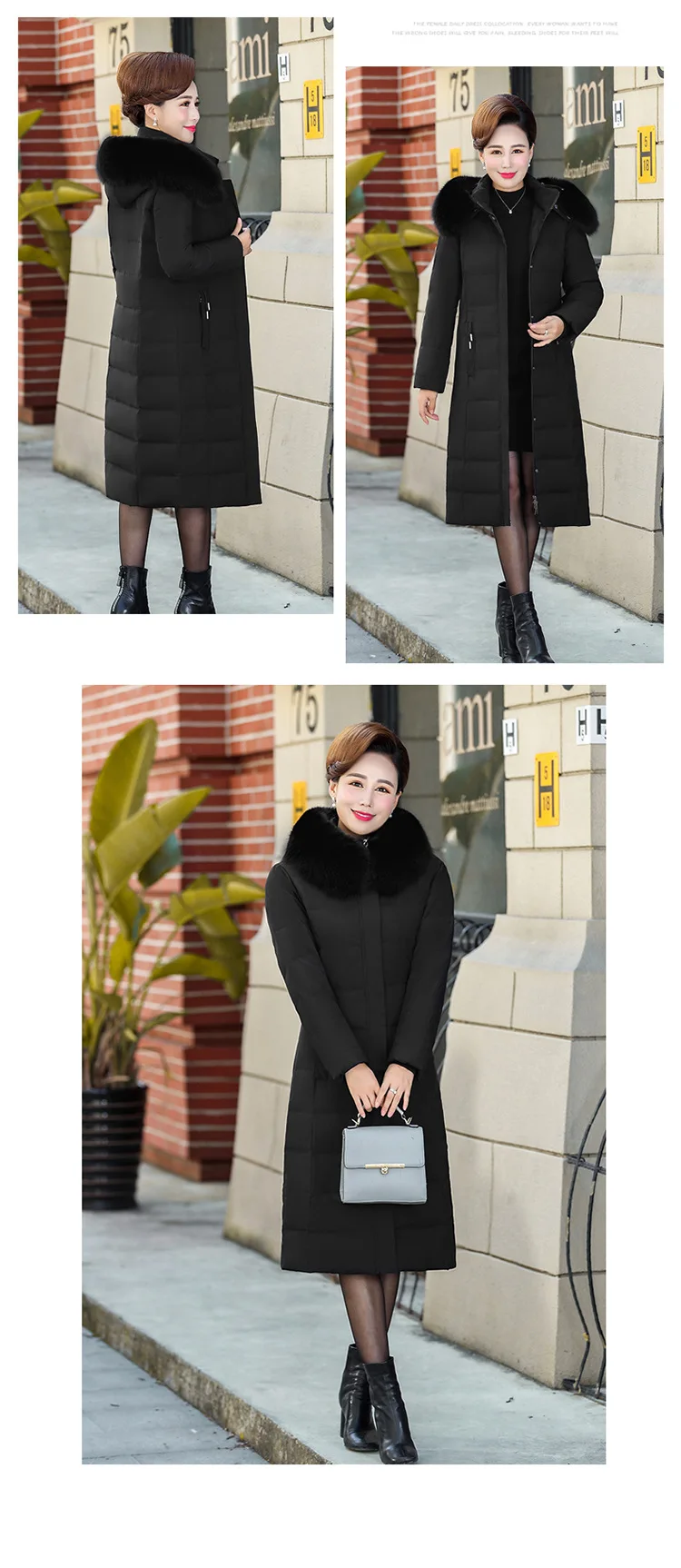 China Gedi Love down Jacket Mom WOMEN'S Dress 19 Winter Middle-aged Thick Long White Duck down Coat Warm down Jacket