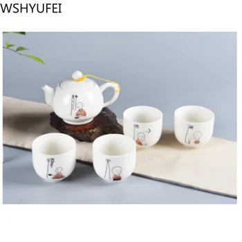 

New style White porcelain tea set Set Anti-scalding heat-resistant Travel Tea set tea set Household drinking utensils WSHYUFEI