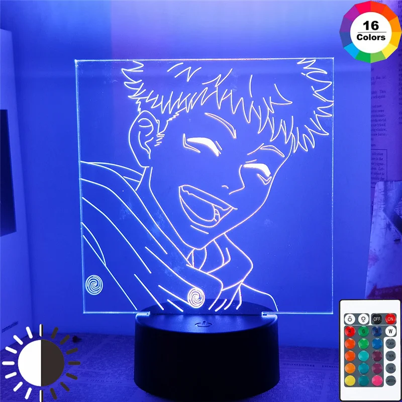 Fashion Anime Jujutsu Kaisen Led Night Light Yuji Itadori Gojo Satoru Acrylic Figure Stand Model 3D Lamp for Bedroom Desk Decor night lamp for bedroom Night Lights