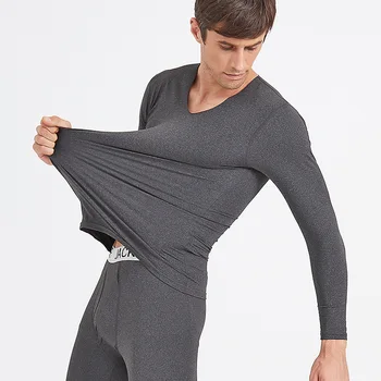 

Seamless Warm Underwear Men Big Pouch Thermal Two Piece Suit Winter Clothing Sets Plus Size L 4XL Male Velvet Underwear Set