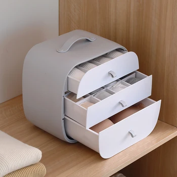

Portable Storage Box Household Bedroom Three in One Drawer Arrangement Underwear Socks Underwear Compartment Plastic Storage box