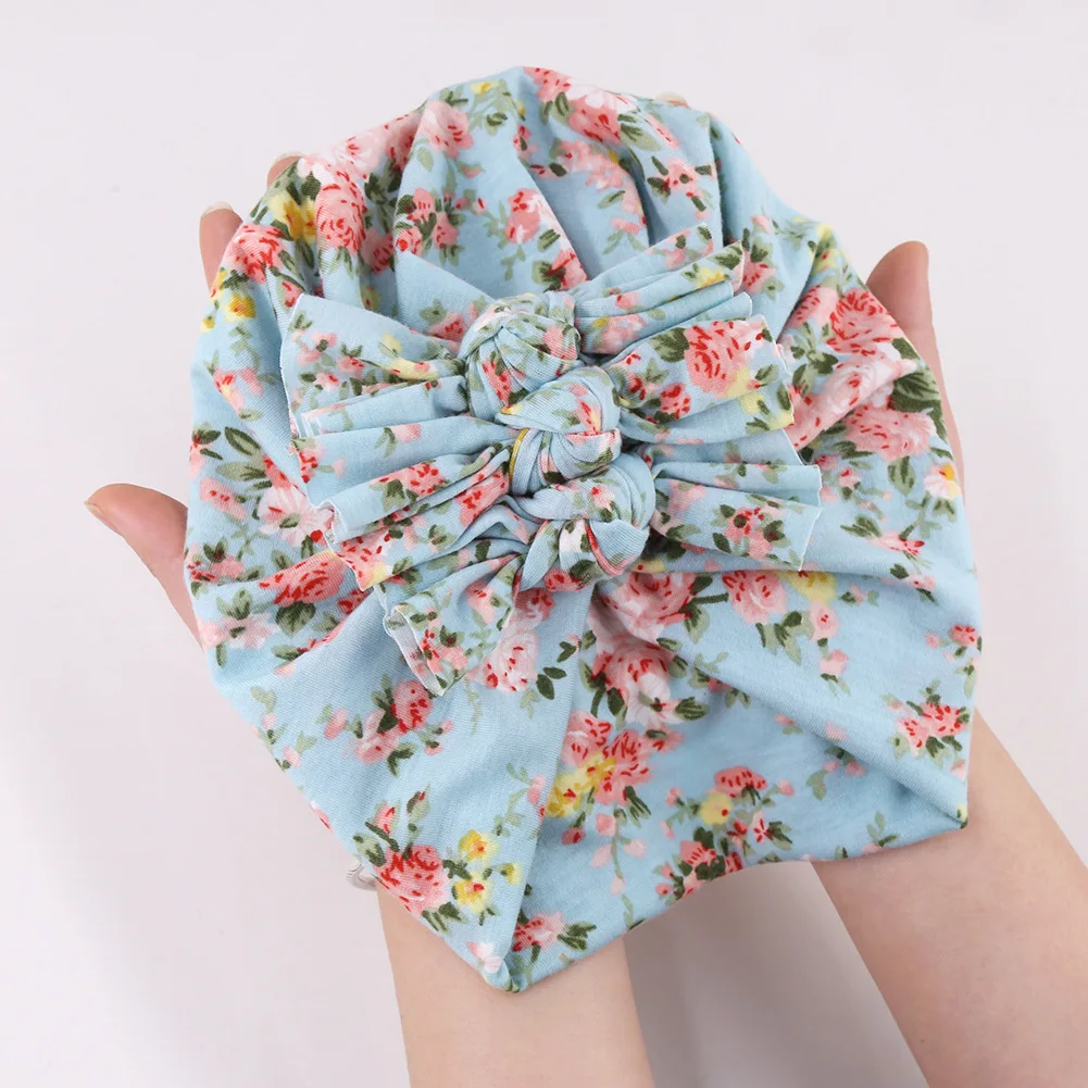 chapeau-turban-a-nœud-papillon-imprime-floral-couvre-chef-en-tissu-de-coton-cadeau-de-fete-prenatale-20-pieces-lot