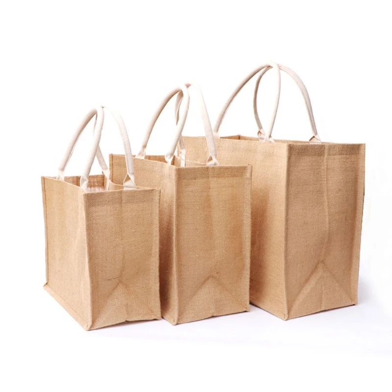 Grocery-Bag Handbag Jute Tote Burlap Beach-Vacation Large-Capacity Reusable Unisex