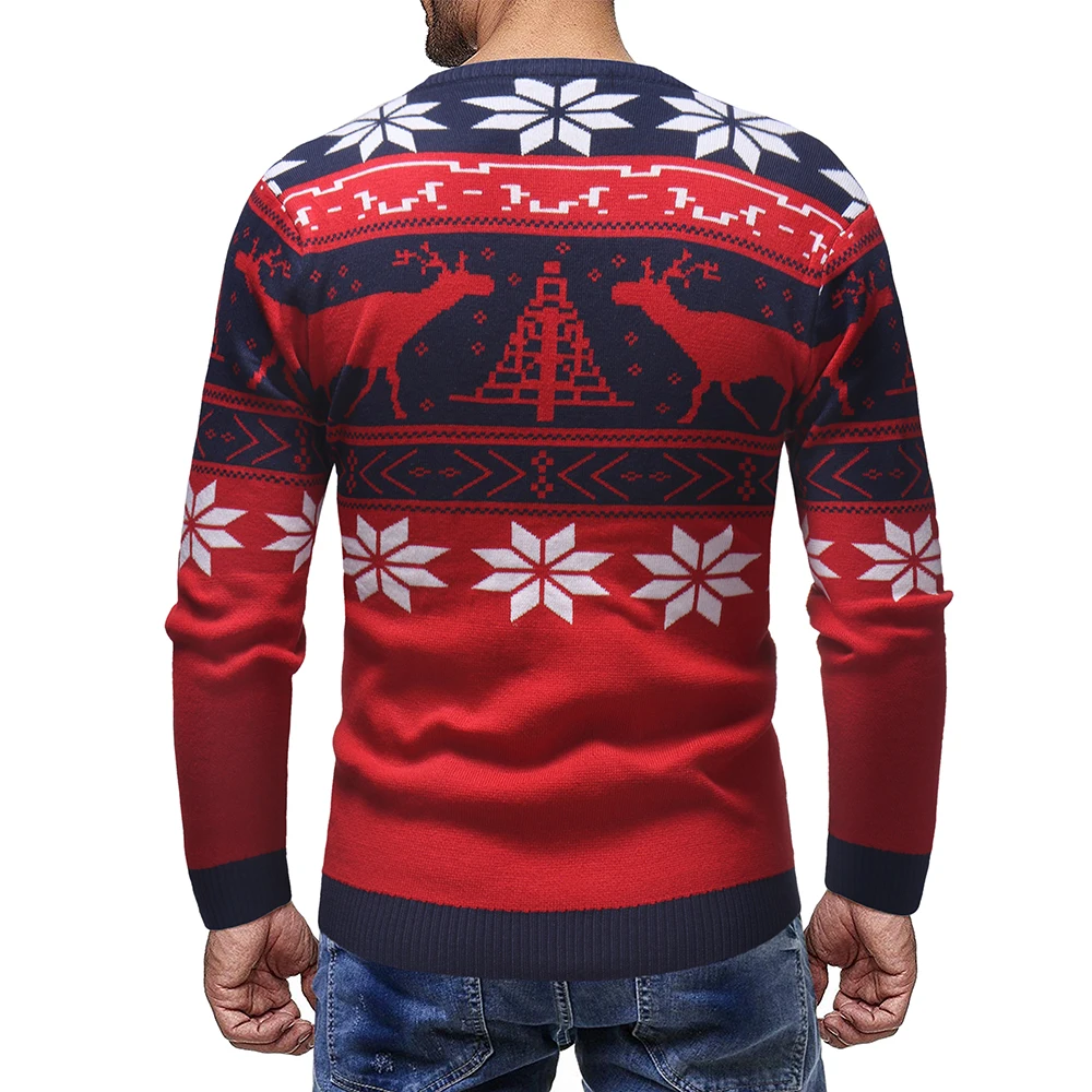Новогодний Рождественский свитер для мужчин осень зима вязаная перемычка с оленем пуловер свитер мужской с длинным рукавом теплый Повседневный свитер Топы
