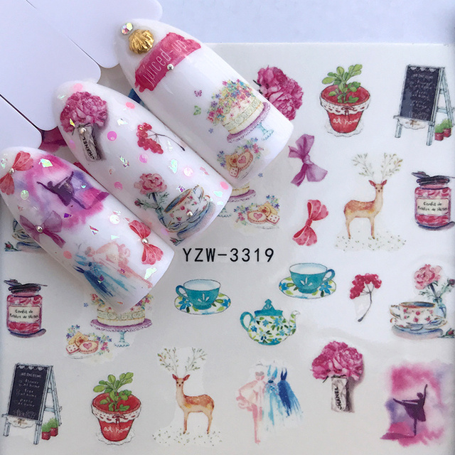 Sheet 2022 New Arrival Summer Beach Water Decal Xmas Sticker For Nail Pattern Painting Wrap Paper Foil Tip Tattoo Manicure