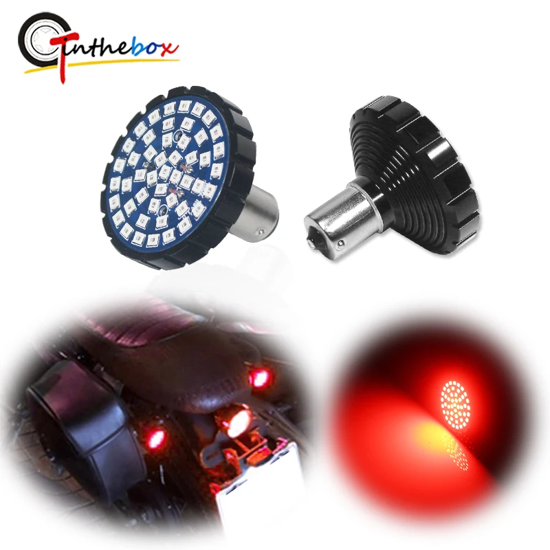 GTinthebox 2 шт No Hyper Flash 1156 48-SMD красный светодиодный задний указатель поворота панель огни пожарное кольцо комплект для Harley Davidson задние фонари